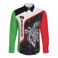 Personalised PNG Southern Highlands Province Long Sleeve Button Shirt Bird of Paradise Tattoo Flag Motif LT9 Unisex Red - Polynesian Pride