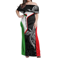 Personalised PNG Southern Highlands Province Off Shoulder Maxi Dress Bird of Paradise Tattoo Flag Motif LT9 Women Red - Polynesian Pride