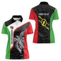 Personalised PNG Southern Highlands Province Women Polo Shirt Bird of Paradise Tattoo Flag Motif LT9 - Polynesian Pride