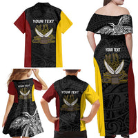 Personalised PNG Western Province Family Matching Off Shoulder Maxi Dress and Hawaiian Shirt Bird of Paradise Tattoo Flag Motif LT9 - Polynesian Pride