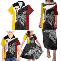 Personalised PNG Western Province Family Matching Puletasi and Hawaiian Shirt Bird of Paradise Tattoo Flag Motif LT9 - Polynesian Pride
