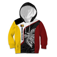Personalised PNG Western Province Kid Hoodie Bird of Paradise Tattoo Flag Motif LT9 Hoodie Red - Polynesian Pride