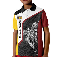Personalised PNG Western Province Kid Polo Shirt Bird of Paradise Tattoo Flag Motif LT9 Kid Red - Polynesian Pride