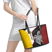 Personalised PNG Western Province Leather Tote Bag Bird of Paradise Tattoo Flag Motif LT9 - Polynesian Pride
