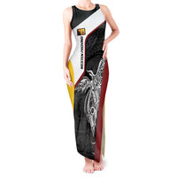 Personalised PNG Western Province Tank Maxi Dress Bird of Paradise Tattoo Flag Motif LT9 Women Red - Polynesian Pride