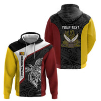 Personalised PNG Western Province Zip Hoodie Bird of Paradise Tattoo Flag Motif LT9 - Polynesian Pride