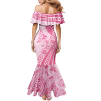 Pacific Girl and Butterfly Cancer Ribbon Personalised Family Matching Mermaid Dress and Hawaiian Shirt LT9 - Polynesian Pride