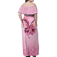Faith Hope Love Butterfly Ribbon Personalised Family Matching Off Shoulder Maxi Dress and Hawaiian Shirt LT9 - Polynesian Pride