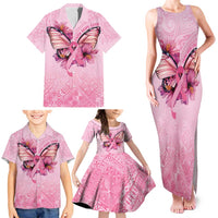 Faith Hope Love Butterfly Ribbon Personalised Family Matching Tank Maxi Dress and Hawaiian Shirt LT9 - Polynesian Pride