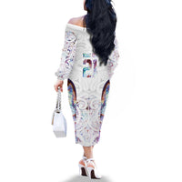 Custom New Zealand Aotearoa Family Matching Off The Shoulder Long Sleeve Dress and Hawaiian Shirt Pink Maori Paua Shell Indigenous - Polynesian Pride