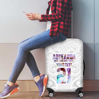 Custom New Zealand Aotearoa Luggage Cover Pink Maori Paua Shell Indigenous - Polynesian Pride