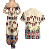 Papua Batik Motif Bird Of Paradise and Native Papuan Shield Couples Matching Summer Maxi Dress and Hawaiian Shirt LT9 - Polynesian Pride