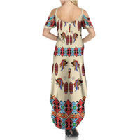 Papua Batik Motif Bird Of Paradise and Native Papuan Shield Family Matching Summer Maxi Dress and Hawaiian Shirt LT9 - Polynesian Pride