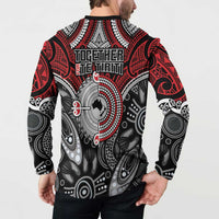 Aotearoa and Australia Button Sweatshirt New Zealand Honour The Treaty Ake!Ake!Ake!