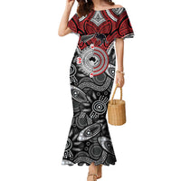 Aotearoa and Australia Family Matching Mermaid Dress and Hawaiian Shirt New Zealand Honour The Treaty Ake!Ake!Ake! LT9 Mom's Dress Red - Polynesian Pride