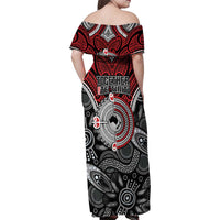 Aotearoa and Australia Family Matching Off Shoulder Maxi Dress and Hawaiian Shirt New Zealand Honour The Treaty Ake!Ake!Ake! LT9 - Polynesian Pride