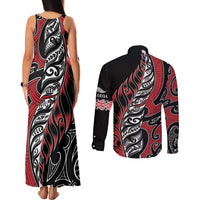 Koru Fern New Zealand Couples Matching Tank Maxi Dress and Long Sleeve Button Shirt Maori Tribal Pattern
