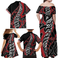 Koru Fern New Zealand Family Matching Off Shoulder Maxi Dress and Hawaiian Shirt Maori Tribal Pattern LT9 - Polynesian Pride