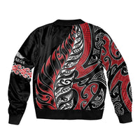 Koru Fern New Zealand Sleeve Zip Bomber Jacket Maori Tribal Pattern
