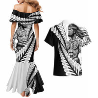 Koru Fern New Zealand Maori Tribal Warrior Couples Matching Mermaid Dress and Hawaiian Shirt LT9 - Polynesian Pride