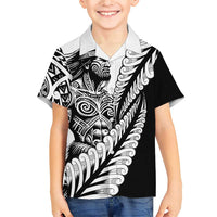 Koru Fern New Zealand Maori Tribal Warrior Family Matching Short Sleeve Bodycon Dress and Hawaiian Shirt LT9 Son's Shirt Black - Polynesian Pride