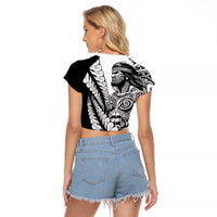 Koru Fern New Zealand Maori Tribal Warrior Raglan Cropped T Shirt