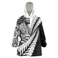 Koru Fern New Zealand Maori Tribal Warrior Wearable Blanket Hoodie LT9 One Size Black - Polynesian Pride