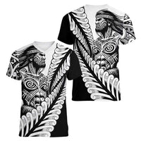 Koru Fern New Zealand Maori Tribal Warrior Women V-Neck T-Shirt