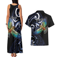 New Zealand Kea Bird Personalised Couples Matching Tank Maxi Dress and Hawaiian Shirt Maori Tribal Koru Art