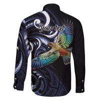 New Zealand Kea Bird Personalised Family Matching Off Shoulder Maxi Dress and Hawaiian Shirt Maori Tribal Koru Art LT9 - Polynesian Pride