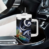 New Zealand Kea Bird Personalised Tumbler With Handle Maori Tribal Koru Art