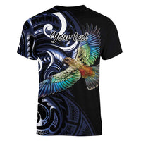 New Zealand Kea Bird Personalised Women V-Neck T-Shirt Maori Tribal Koru Art