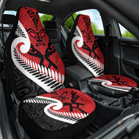 Silver Fern Koru Swirls with Maori Ta Moko Car Seat Cover LT9 One Size Red - Polynesian Pride