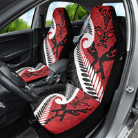 Silver Fern Koru Swirls with Maori Ta Moko Car Seat Cover LT9 - Polynesian Pride