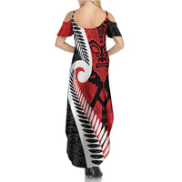 Silver Fern Koru Swirls with Maori Ta Moko Family Matching Summer Maxi Dress and Hawaiian Shirt LT9 - Polynesian Pride