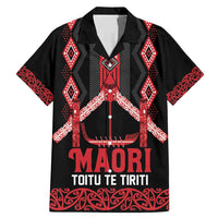 Toitu Te Tiriti Waitangi Family Matching Mermaid Dress and Hawaiian Shirt Black Wharenui House LT9 Dad's Shirt - Short Sleeve Black - Polynesian Pride