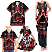 Toitu Te Tiriti Waitangi Family Matching Tank Maxi Dress and Hawaiian Shirt Black Wharenui House LT9 - Polynesian Pride