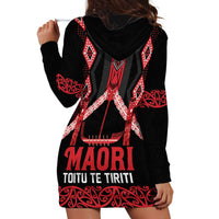 Toitu Te Tiriti Waitangi Hoodie Dress Black Wharenui House - Polynesian Pride