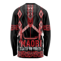 Toitu Te Tiriti Waitangi Long Sleeve Shirt Black Wharenui House - Polynesian Pride