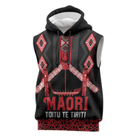 Toitu Te Tiriti Waitangi Sleeveless Hoodie Black Wharenui House - Polynesian Pride