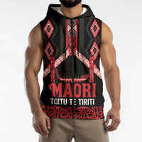 Toitu Te Tiriti Waitangi Sleeveless Zip Hoodie Black Wharenui House - Polynesian Pride