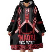 Toitu Te Tiriti Waitangi Wearable Blanket Hoodie Black Wharenui House - Polynesian Pride