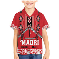Toitu Te Tiriti Waitangi Family Matching Mermaid Dress and Hawaiian Shirt Red Wharenui House LT9 Son's Shirt Red - Polynesian Pride