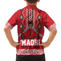 Toitu Te Tiriti Waitangi Family Matching Summer Maxi Dress and Hawaiian Shirt Red Wharenui House LT9 - Polynesian Pride