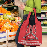 Toitu Te Tiriti Waitangi Grocery Bag Red Wharenui House - Polynesian Pride