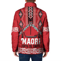 Toitu Te Tiriti Waitangi Padded Jacket Red Wharenui House - Polynesian Pride
