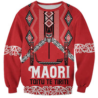 Toitu Te Tiriti Waitangi Sweatshirt Red Wharenui House - Polynesian Pride