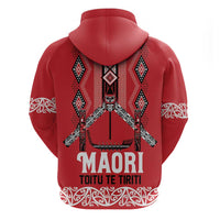 Toitu Te Tiriti Waitangi Zip Hoodie Red Wharenui House - Polynesian Pride