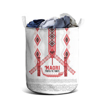 Toitu Te Tiriti Waitangi Laundry Basket White Wharenui House - Polynesian Pride