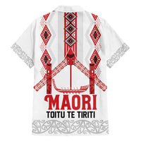 Toitu Te Tiriti Waitangi Family Matching Off Shoulder Maxi Dress and Hawaiian Shirt White Wharenui House LT9 - Polynesian Pride